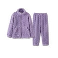 thumbnail image 1 of MaFYtyTPR Fleece Pajamas Set Women Petite Womens Solid Color Thick Flannel Warm And Casual Home Clothes Pajama Set ZA-Purple XL, 1 of 4