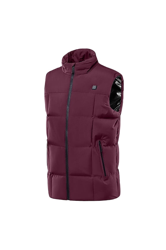 Heated Jackets for Men Plus Size Winter District 9 Heating Vest Double Control Electric Heating Warm Waistcoat Wine XXXL