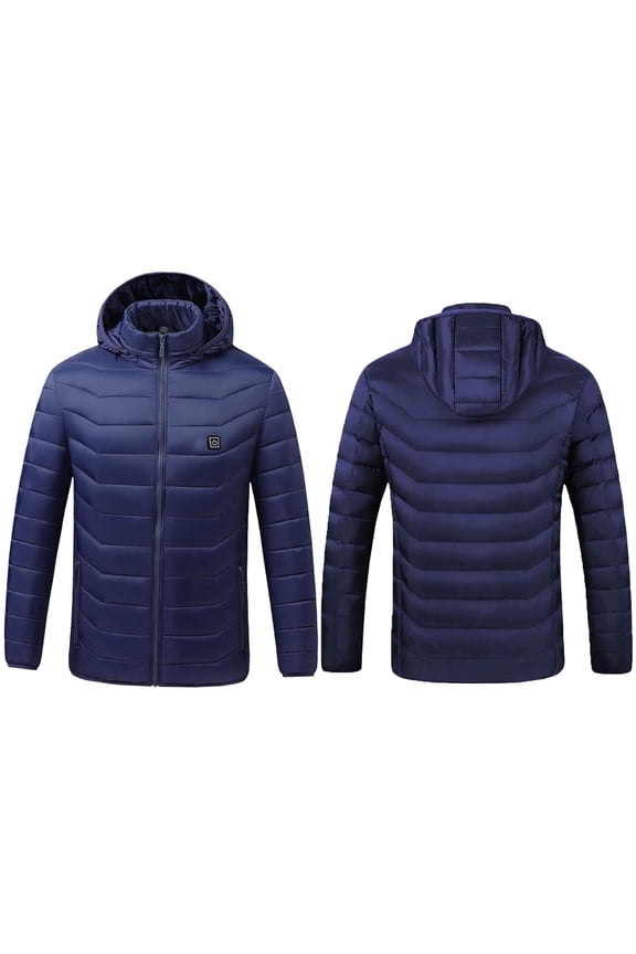 MaFYtyTPR Heated Jackets for Women and Men Winter USB Intelligent Constant Temperature Heated Windproof Plus Size Coat with 8 Heating Areas Z-Blue S