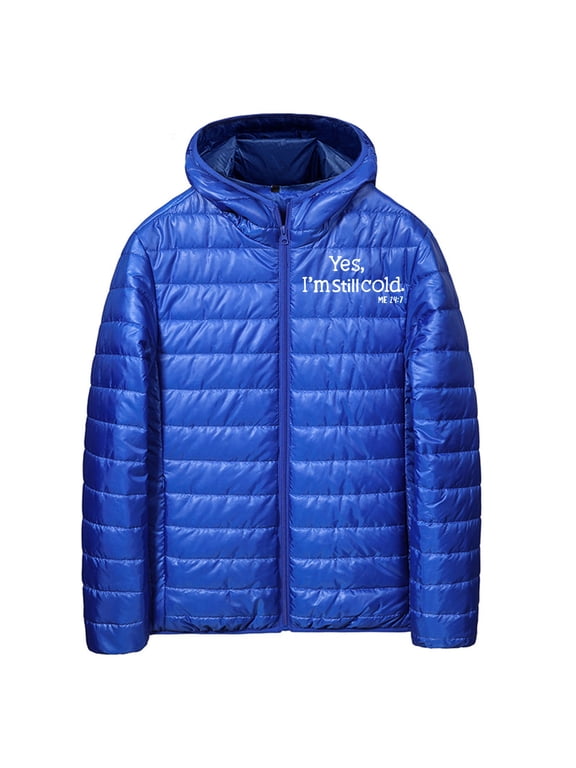 Jacket for Men Hooded Solid Color Casual Fashion Printed Zipper Keep Warm Long Sleeve Windbreak Coats ZA-Blue XXXXXL