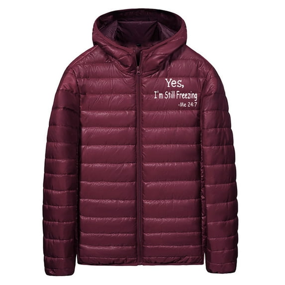 MaFYtyTPR Jacket for Men Hooded Solid Color Casual Fashion Printed Zipper Keep Warm Long Sleeve Windbreak Coats ZB-Wine S