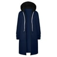 thumbnail image 1 of MaFYtyTPR Long Hoodies for Women Winter Solid Color Thick And Fleece Casual Zipper Long Sleeve Pocket Hooded Outwear Blue L, 1 of 4