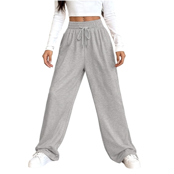 MaFYtyTPR Long Pants for Women Ladies Fashion Solid Color Casual Elastic Waist Loose Casual Comfortable Sweatpants Gray XXL