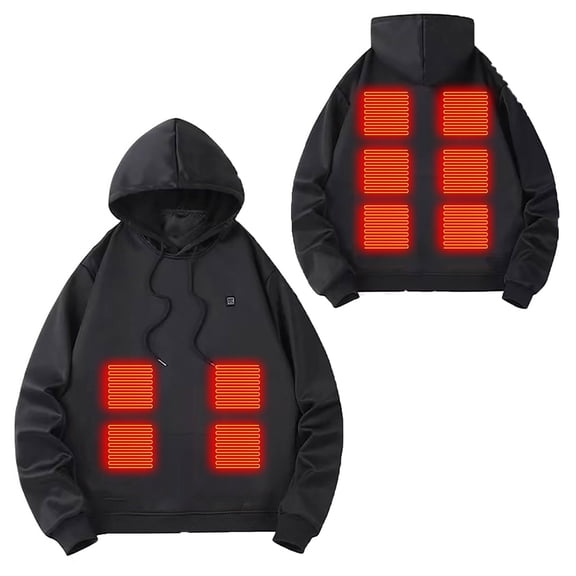 MaFYtyTPR Men And Women Heated Hoodies Fashion Unisex Usb Rechargeable 10 Hearting Thermal Sweatshirt Washable Hooded Sweatshirts Z-Black L