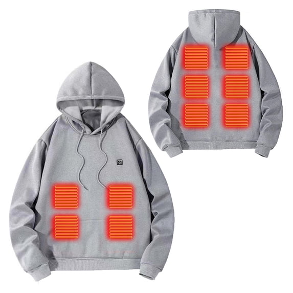 MaFYtyTPR Men And Women Heated Hoodies Fashion Unisex Usb Rechargeable 10 Hearting Thermal Sweatshirt Washable Hooded Sweatshirts Z-Gray L