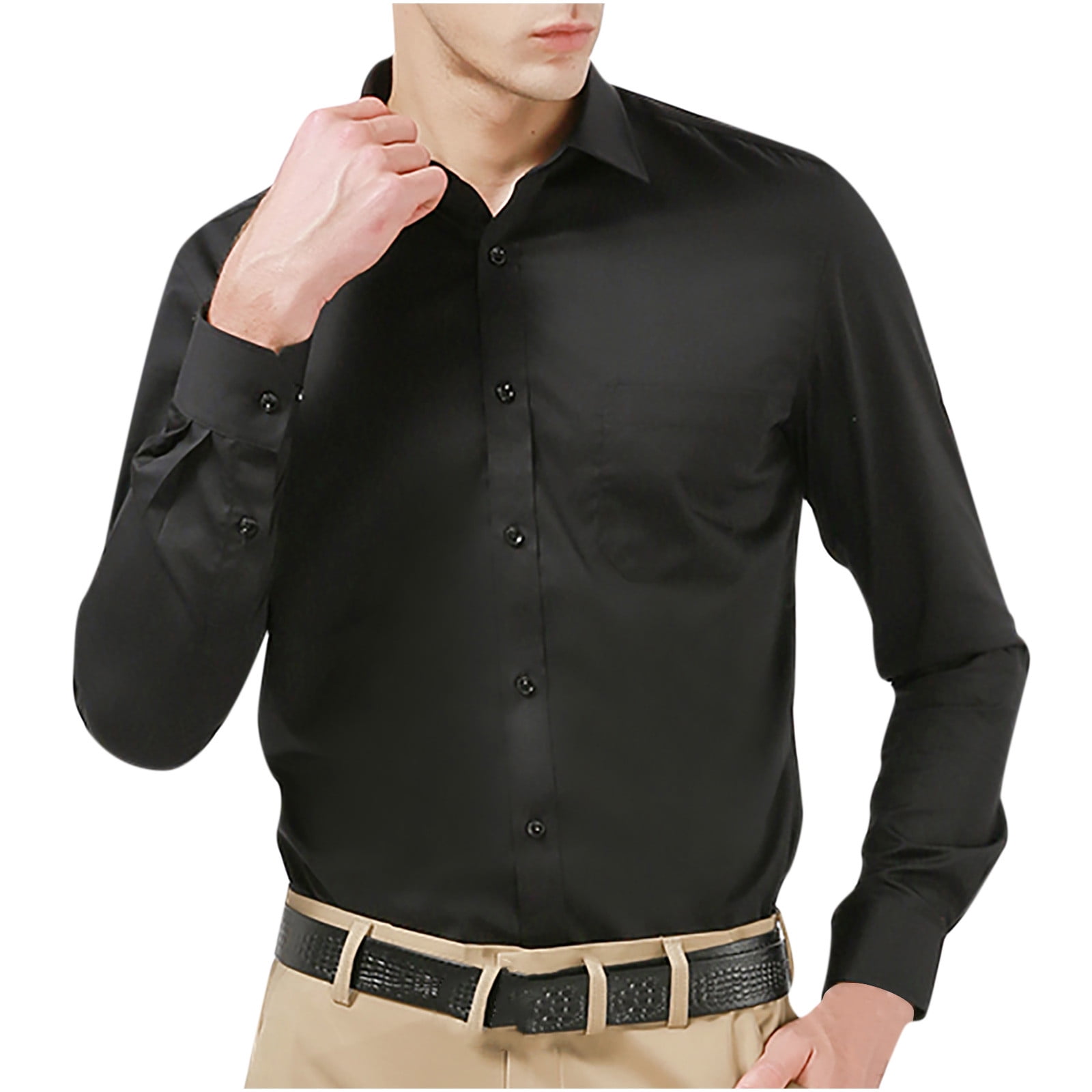 MaFYtyTPR Men Shirts under 10 Big and Tall Men Turndown Solid Business