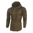 thumbnail image 1 of MaFYtyTPR Men's Athletic Hoodie Pullover Ruched Long Sleeve Slim Fit Sweatshirt with Kangaroo Pocket Casual Gym Top for Fall Winter Wear A-Army Green L, 1 of 6