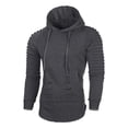 thumbnail image 1 of MaFYtyTPR Men's Athletic Hoodie Pullover Ruched Long Sleeve Slim Fit Sweatshirt with Kangaroo Pocket Casual Gym Top for Fall Winter Wear A-Dark Gray L, 1 of 6