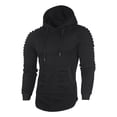 thumbnail image 1 of MaFYtyTPR Men's Athletic Hoodie Pullover Ruched Long Sleeve Slim Fit Sweatshirt with Kangaroo Pocket Casual Gym Top for Fall Winter Wear A-Black M, 1 of 6
