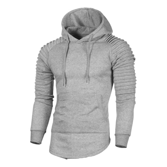 MaFYtyTPR Men's Athletic Hoodie Pullover Ruched Long Sleeve Slim Fit Sweatshirt with Kangaroo Pocket Casual Gym Top for Fall Winter Wear A-Gray XXXL