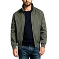 thumbnail image 1 of MaFYtyTPR Men's and Big Men Zipper Jackets Solid Lightweight Stand Collar Long Sleeve Windproof Outerwear With Side Pockets For Business Daily Wear A-Army Green L, 1 of 5