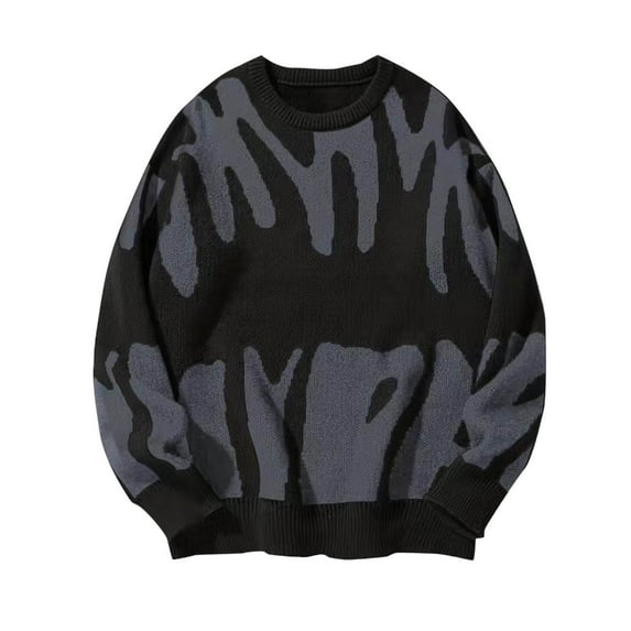 MaFYtyTPR Men's Casual Knitted Sweater Fashion Solid Color Round Neck Long Sleeved Pullover Tops Warm & Comfortable