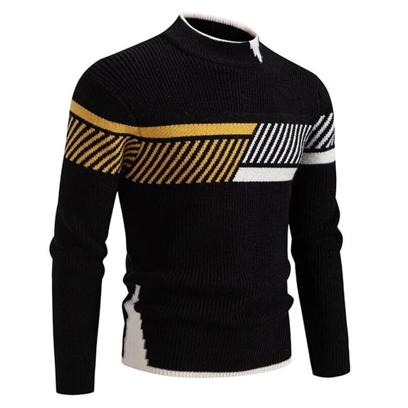 MaFYtyTPR Men's Casual Turtleneck Sweaters Fashion Color Match Long Sleeve Pullover Slim Comfortable Knitted Sweaters