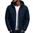 thumbnail image 1 of MaFYtyTPR Men's Hooded Puffer Jacket Winter Warm Zipper Jackets Fashion Solid Color Thick Padded Coats with Pockets Z-Blue XL, 1 of 9