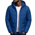 thumbnail image 1 of MaFYtyTPR Men's Hooded Puffer Jacket Winter Warm Zipper Jackets Fashion Solid Color Thick Padded Coats with Pockets Z-Blue XL, 1 of 9