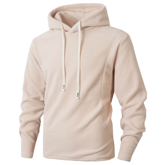 MaFYtyTPR Mens Hooded Sweatshirt Casual Fashion Solid Color Pullover Drawstring Long Sleeve Pullover Hoodies Beige L