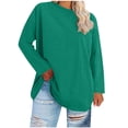 thumbnail image 1 of MaFYtyTPR Plus Size Long Sleeve Tops for Women Fashion Loose Solid Color Casual Round Neck Oversize T-Shirt Army Green XXL, 1 of 5