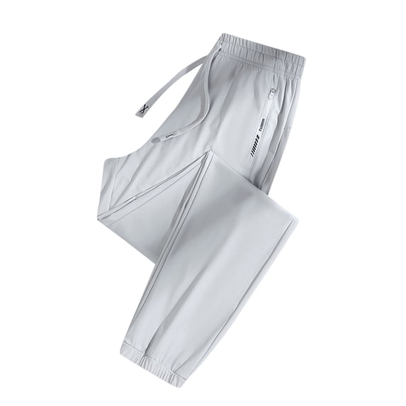 MaFYtyTPR Plus Size Women's Sweatpants with Zipper Pockets Solid Color High Waisted Drawstring Ice Silk Comfortable Quick Dry Sports Pants A-Gray S