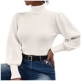 thumbnail image 1 of MaFYtyTPR Sweater Tops for Women Fashion Women's Solid Long Sleeve Turtleneck Pullover Casual Thermal Sweaters White L, 1 of 5