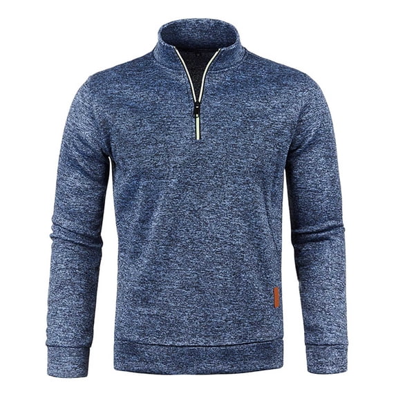 MaFYtyTPR Sweater for Men 2025 Fashion Casual Winter Men's Half Zipper Long Sleeve Thin Velvet Sweaters Top ZA-Navy XL