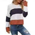 thumbnail image 1 of MaFYtyTPR Sweater for Women Women's Fashion Comfortable Color Block Long Round Neck Pullover Loose Tops Navy L, 1 of 5