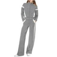 thumbnail image 1 of MaFYtyTPR Sweatsuits 2PCS Sets for Women Woman Fashion Zipper Round Neck Blouse And Elastic Waist Pockets Pants Sets, 1 of 5