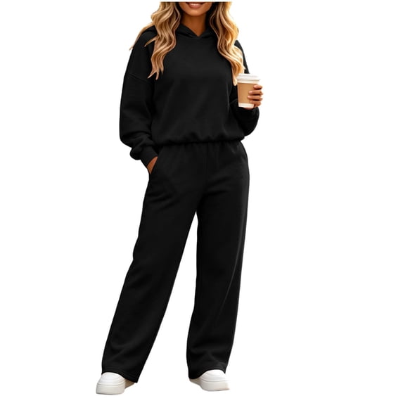 MaFYtyTPR Two Piece Sweatsuits for Women Fashion Solid Color Hooded Sweatshirt High Waist Sweatpant Fall Winter Tracksuit Sets