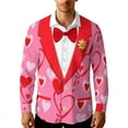 thumbnail image 1 of MaFYtyTPR Valentine's Day Men's Shirts Long Sleeve Lapel Collar Creative Printed Button Shirt Top for Man Hot Pink S, 1 of 5