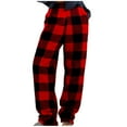 thumbnail image 1 of MaFYtyTPR Wide Leg pants for Women Fashionable Plaid Printed Drawstring Loose Casual Pocket Pants Z-Wine XL, 1 of 5