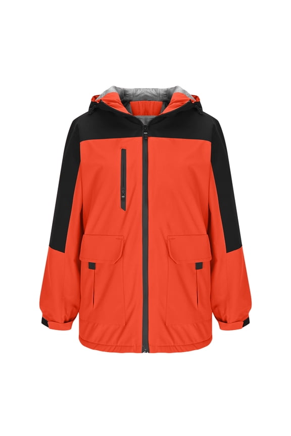 Winter Windbreaker Overcoat for Women Ski Jacket Warm Coats Waterproof Windbreaker Snowboarding Jacket Hooded For Hiking Travel Orange XS