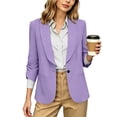 thumbnail image 1 of MaFYtyTPR Women 3/4 Sleeve Blazer Casual Solid Color Lapel Open Front Suit Jacket With Pockets for Business Wear A-Purple M, 1 of 6