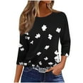 thumbnail image 1 of MaFYtyTPR 3/4 Sleeve Shirts for Women Fashion Printed T-shirt Round Neck Leisure Loose Comfy Tops, 1 of 5