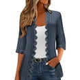 thumbnail image 1 of MaFYtyTPR Women Casual Lace Cardigans Ladies Loose Cropped Sleeves Solid Color Fancy Side Cardigan Top, 1 of 5