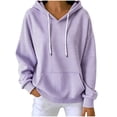 thumbnail image 1 of MaFYtyTPR Women Hoodie Long Sleeve Sweatshirt Striped Printed Drawstring Loose Pullover Blouse with Pocket for Daily Wear Purple XXXL, 1 of 6