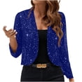 thumbnail image 1 of MaFYtyTPR Women Sparkly Sequin Cardigan Open Front Cropped Jacket Long Sleeve Evening Outerwear for Cocktail Party A-Navy S, 1 of 6