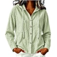 thumbnail image 1 of MaFYtyTPR Women Striped Hoodies Fashion Button Long Sleeve Casual Blouse Sun Protection Hooded Top for Women A-Green XL, 1 of 6