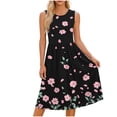 thumbnail image 1 of MaFYtyTPR Women Summer Tank Dress Round Neck Midi Dresses Fashion Print Pleated Flowy Casual Summer Sundress A-Pink S, 1 of 6