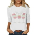 thumbnail image 1 of MaFYtyTPR Women's 3/4 Sleeve Tops Christmas Rhinestone Goblet Round Neck Three-quarter Sleeve Loose Casual Blouse for Women White M, 1 of 5