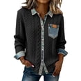 thumbnail image 1 of MaFYtyTPR Women's Cardigan Jacket Fall Winter Denim Patchwork Versatile Shirts for Fall Winter Daily Wear Black M, 1 of 6