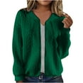 thumbnail image 1 of MaFYtyTPR Women's Casual Cropped Jacket Fall Winter Knitted Jacquard Long Sleeved Solid Zippered Fashion Jackets Green XXL, 1 of 5