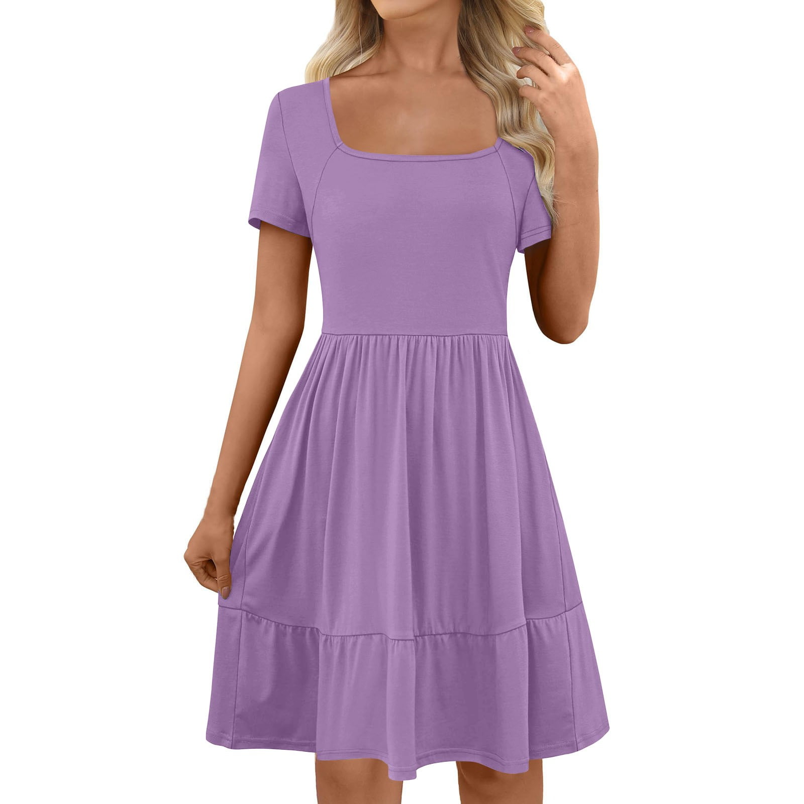 casual light purple dress Zapaka Women Light Purple Prom Dress A Line Spaghetti Straps Floral Tulle Long Formal Dress, Lilac / M