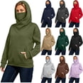 thumbnail image 1 of MaFYtyTPR Women's Cowl Neck Hoodie with Face Cover Casual Pullover Hooded Sweatshirt with Pocket Fall Winter Outdoor Warm Tops 01-Black L, 1 of 6