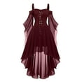 thumbnail image 1 of MaFYtyTPR Women's Dress for Halloween Fashion Femal Halloween's Mesh Sling Strapless Off Shoulder Ankle Dresses Wine#01 XXL, 1 of 4