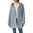 thumbnail image 1 of MaFYtyTPR Women's Fuzzy Fleece Jacket Long Sleeve Hooded Blouse Winter Loose Solid Warm Soft Versatile Coat Light Blue XL, 1 of 5