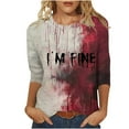 thumbnail image 1 of MaFYtyTPR Halloween Top for Women Ladies' Fashion Halloween Printed Round Neck 3/4 Sleeve Loose T-shirt Tops, 1 of 5