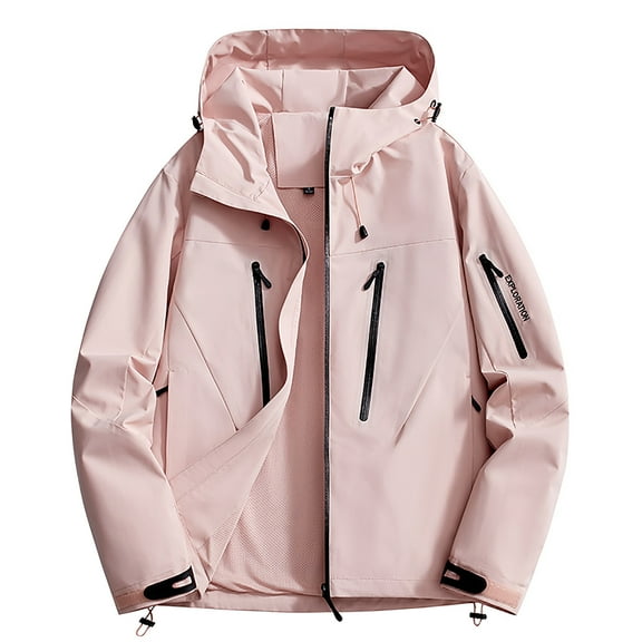 MaFYtyTPR Women's Jacket Lightweight Spring And Fall Thin Solid Waterproof And Windproof Workwear Jacket for Women Pink XXXL