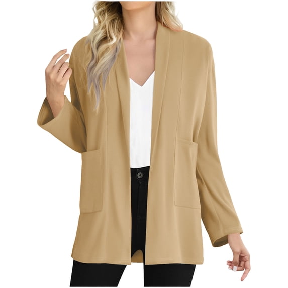 MaFYtyTPR Women's Long Cardigan Tops Casual Solid Color Long Sleeve Loose Versatile Cardigan Tops with Pockets