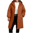 thumbnail image 1 of MaFYtyTPR Women's Casual Jacket Fashion Hooded Solid Color Loose And Thick Windproof Pockets Zipper Long Style Down Jackets Orange M, 1 of 5