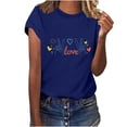 thumbnail image 1 of MaFYtyTPR Women's Printed T-Shirts Trendy Round Neck Hearted Printed Short sleeved Casual Loose Tops Blue S, 1 of 4