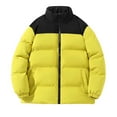 thumbnail image 1 of MaFYtyTPR Women's Puffer Coats Fashionable Colorblock Zippered Stand-Up Collar Double Pocket Long Sleeve Casual Parkas Yellow L, 1 of 5